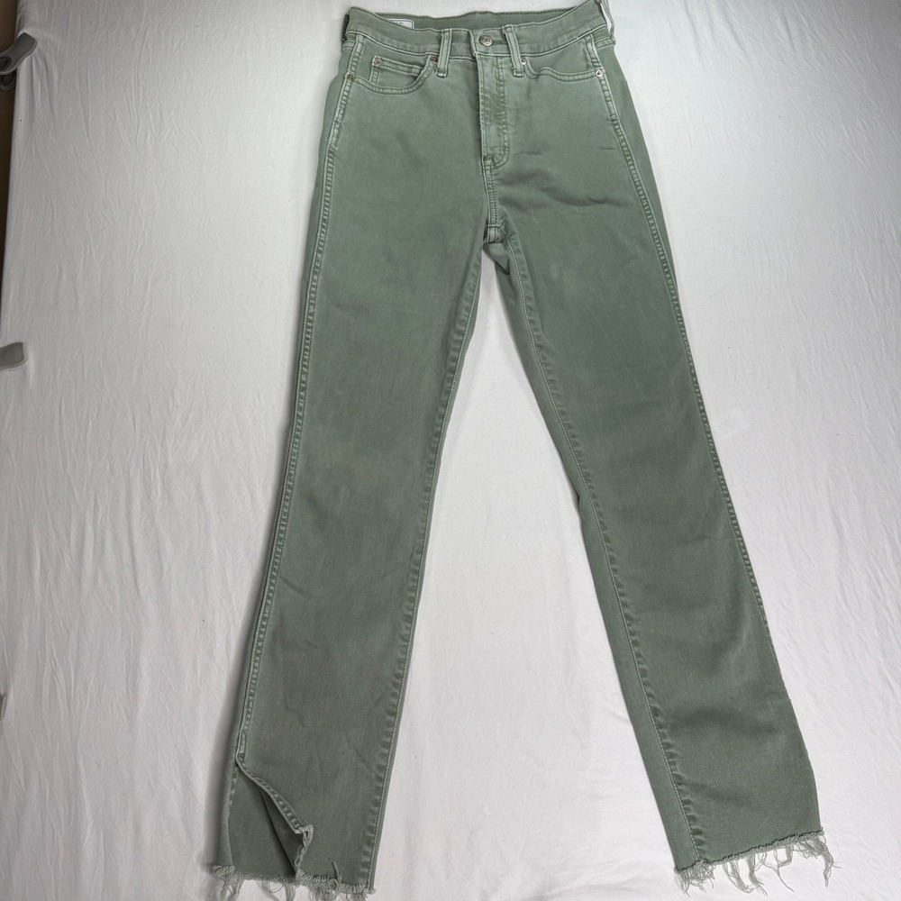 Gap Vintage Slim‎ High Rise Jeans Women's 26/2 Long Green Raw Hem Split Ankle